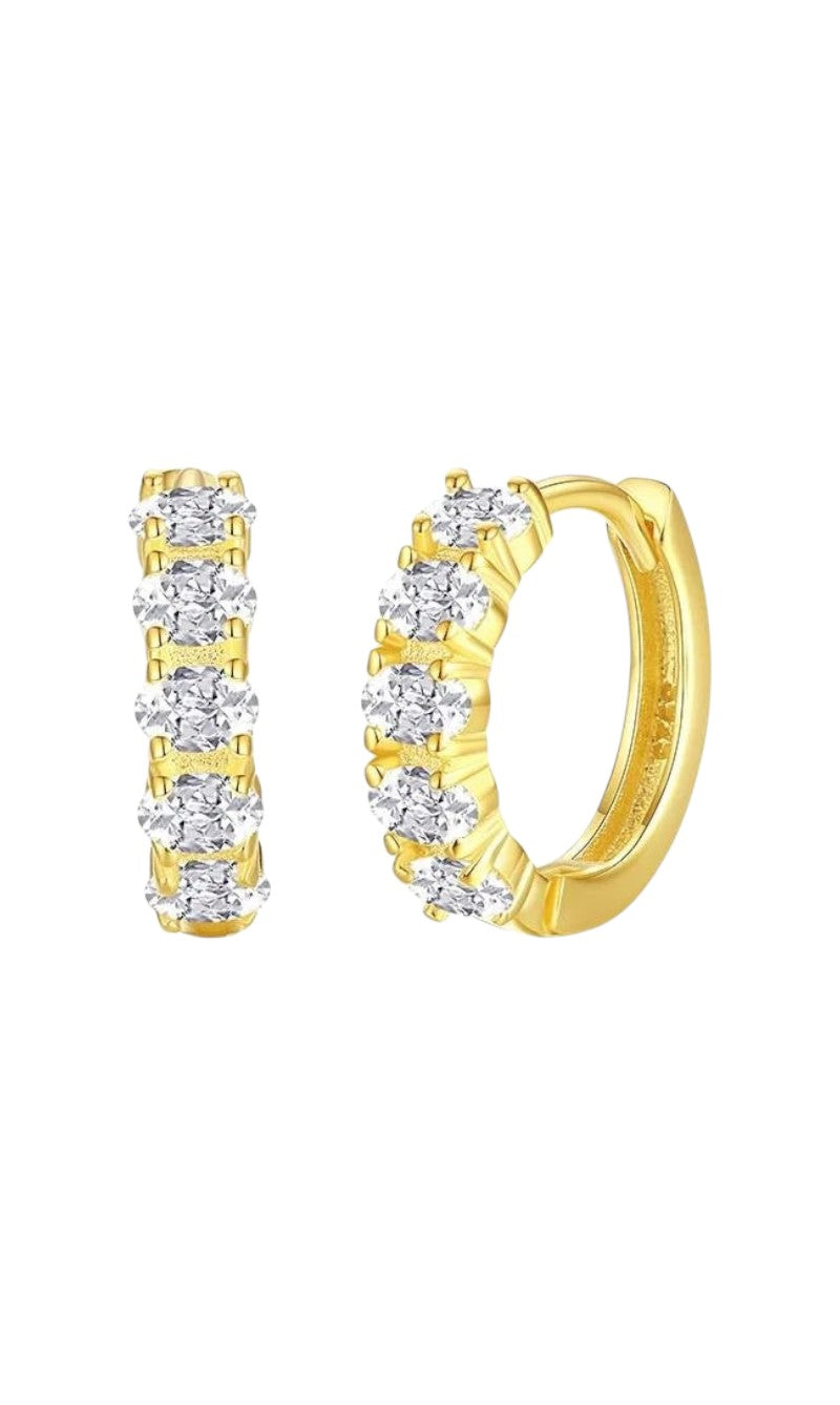 Oval-Cut Cubic Zirconia Hoop Earrings in 925 Sterling Silver