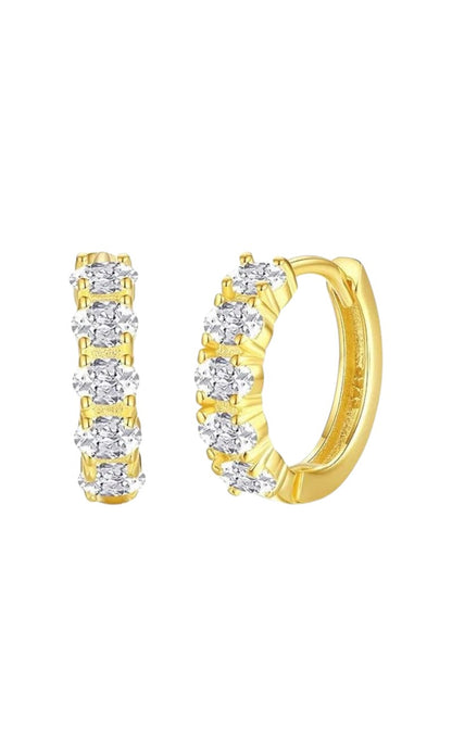 Oval-Cut Cubic Zirconia Hoop Earrings in 925 Sterling Silver