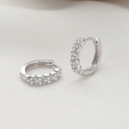 Dainty Heart Micro-Pavé Zircon Hoop Earrings in 925 Sterling Silver
