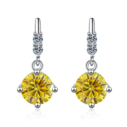 Colored Round Moissanite Stud Earrings in 925 Sterling Silver