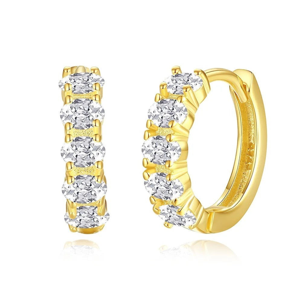 Oval-Cut Cubic Zirconia Hoop Earrings in 925 Sterling Silver