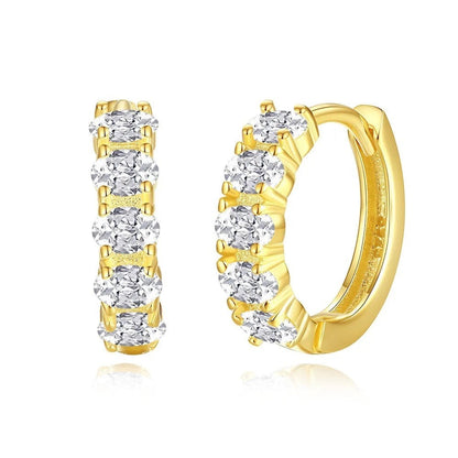 Oval-Cut Cubic Zirconia Hoop Earrings in 925 Sterling Silver