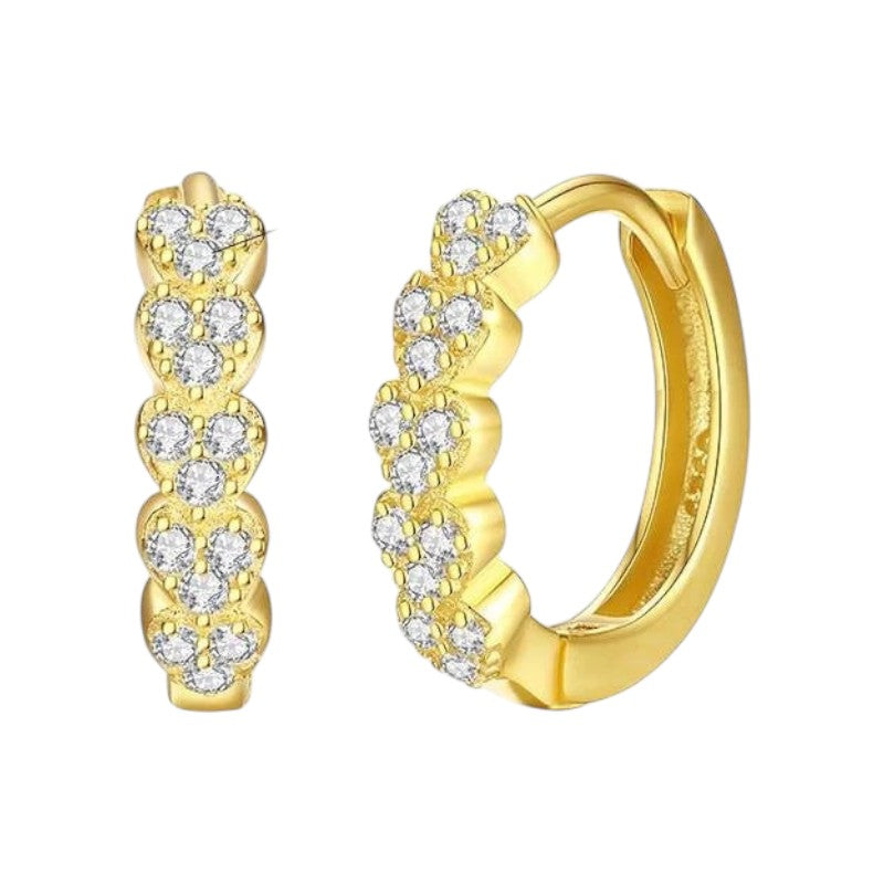 Dainty Heart Micro-Pavé Zircon Hoop Earrings in 925 Sterling Silver