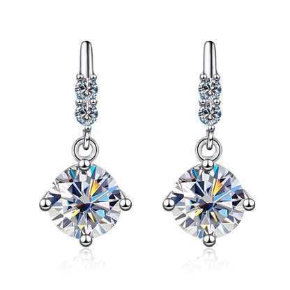 Colored Round Moissanite Stud Earrings in 925 Sterling Silver
