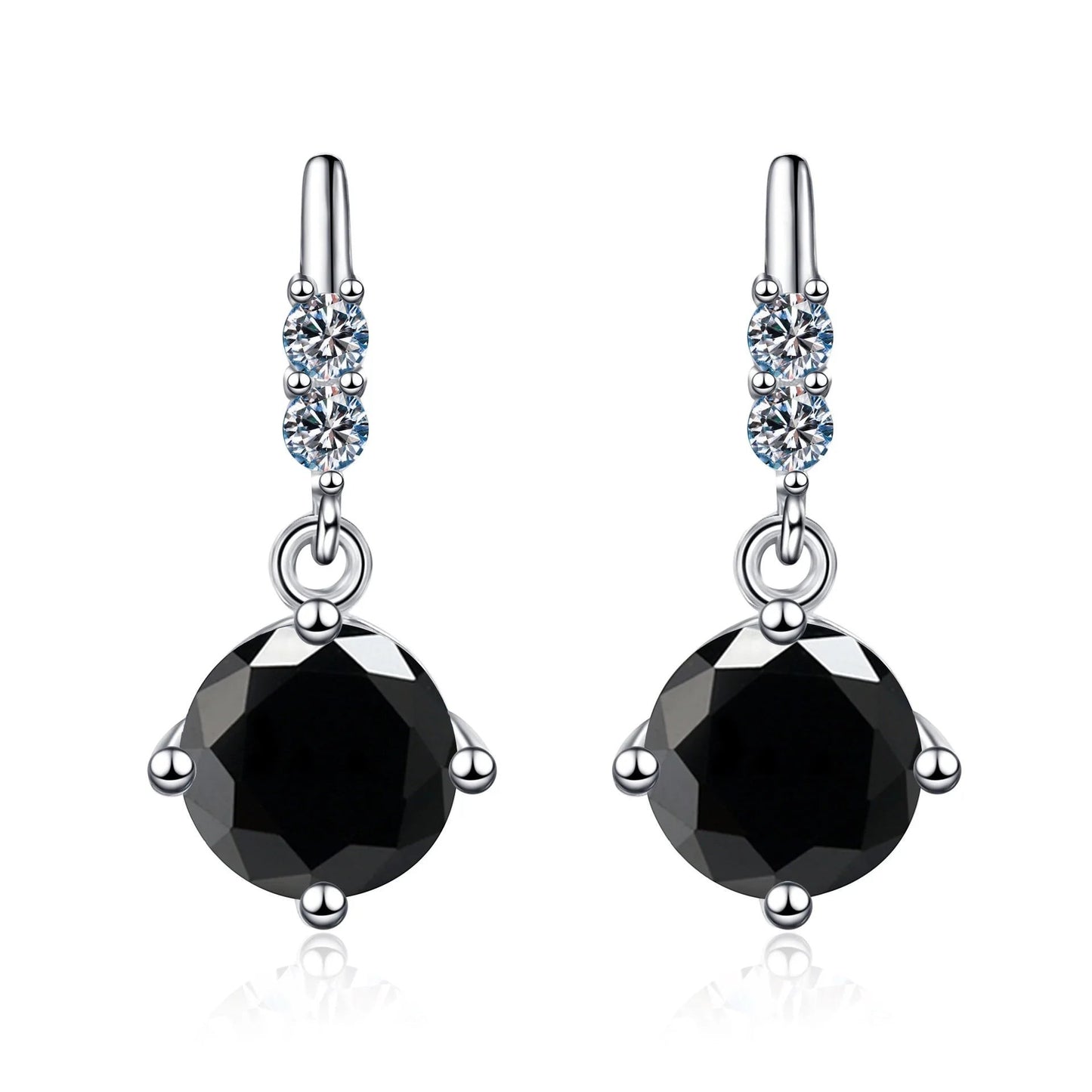 Colored Round Moissanite Stud Earrings in 925 Sterling Silver