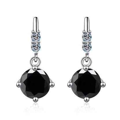 Colored Round Moissanite Stud Earrings in 925 Sterling Silver