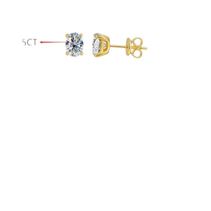 Oval-Cut Moissanite & Zircon Stud Earrings in 925 Sterling Silver