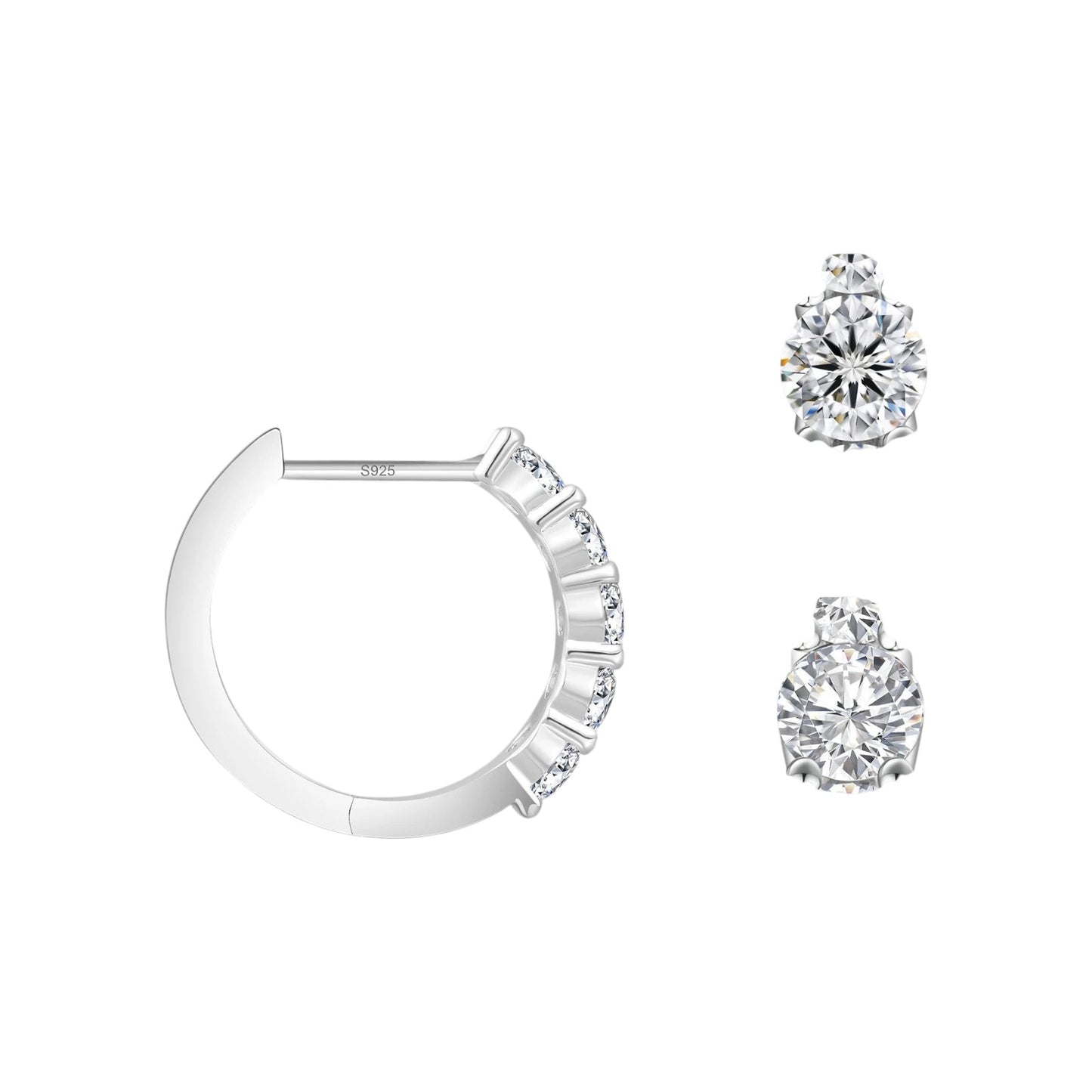 2 CT D Color VVS1 Moissanite Huggie Hoop Earrings – 925 Sterling Silver