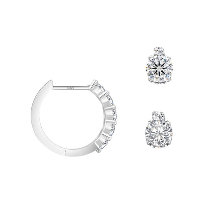 2 CT D Color VVS1 Moissanite Huggie Hoop Earrings – 925 Sterling Silver