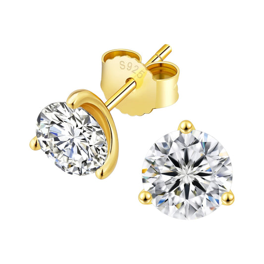 D-Color Round Moissanite Stud Earrings in 925 Sterling Silver