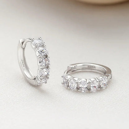 Oval-Cut Cubic Zirconia Hoop Earrings in 925 Sterling Silver