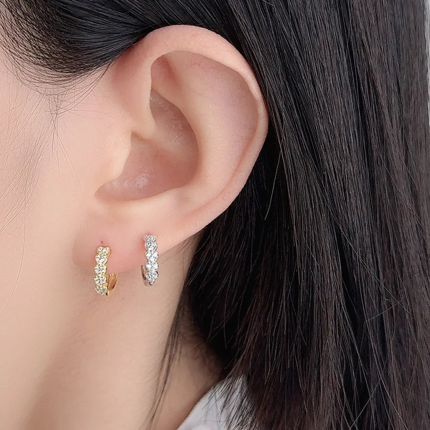 Dainty Heart Micro-Pavé Zircon Hoop Earrings in 925 Sterling Silver