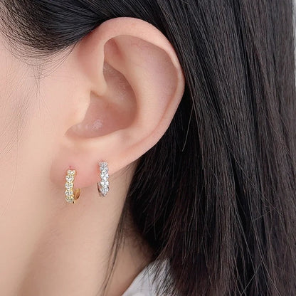 Dainty Heart Micro-Pavé Zircon Hoop Earrings in 925 Sterling Silver