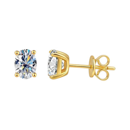Oval-Cut Moissanite & Zircon Stud Earrings in 925 Sterling Silver