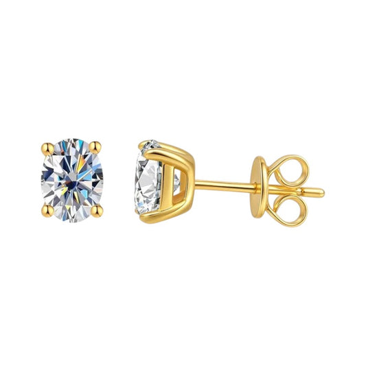 Oval-Cut Moissanite & Zircon Stud Earrings in 925 Sterling Silver