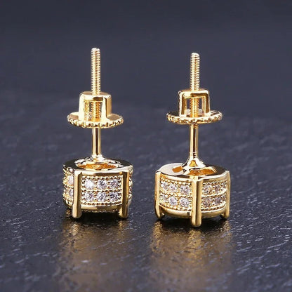 Iced-Out CZ Circle Stud Earrings in 925 Sterling Silver