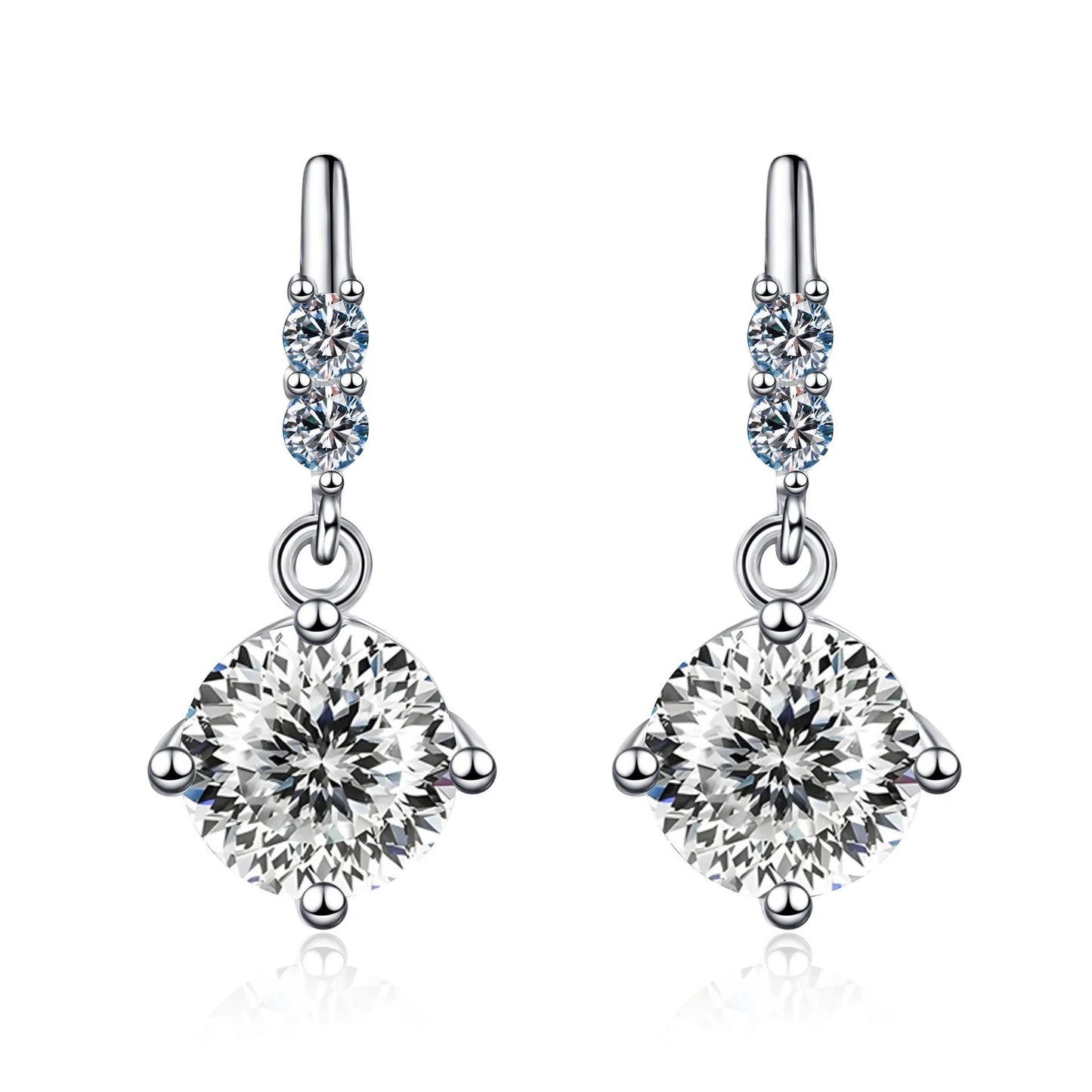 Colored Round Moissanite Stud Earrings in 925 Sterling Silver