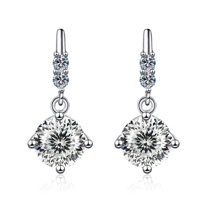 Colored Round Moissanite Stud Earrings in 925 Sterling Silver