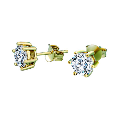 0.6 CTW Round Moissanite Stud Earrings in 925 Sterling Silver