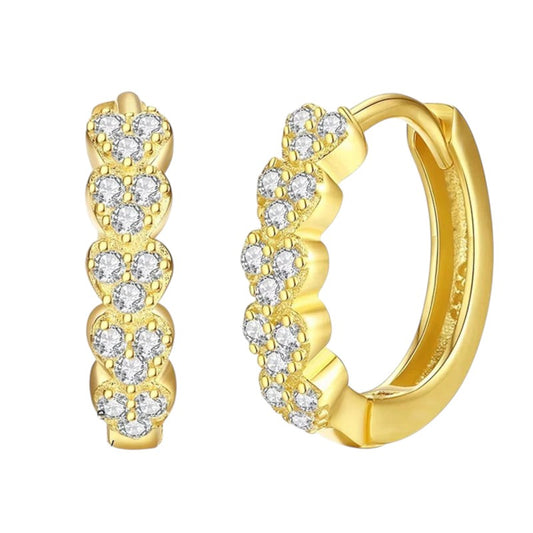 Dainty Heart Micro-Pavé Zircon Hoop Earrings in 925 Sterling Silver