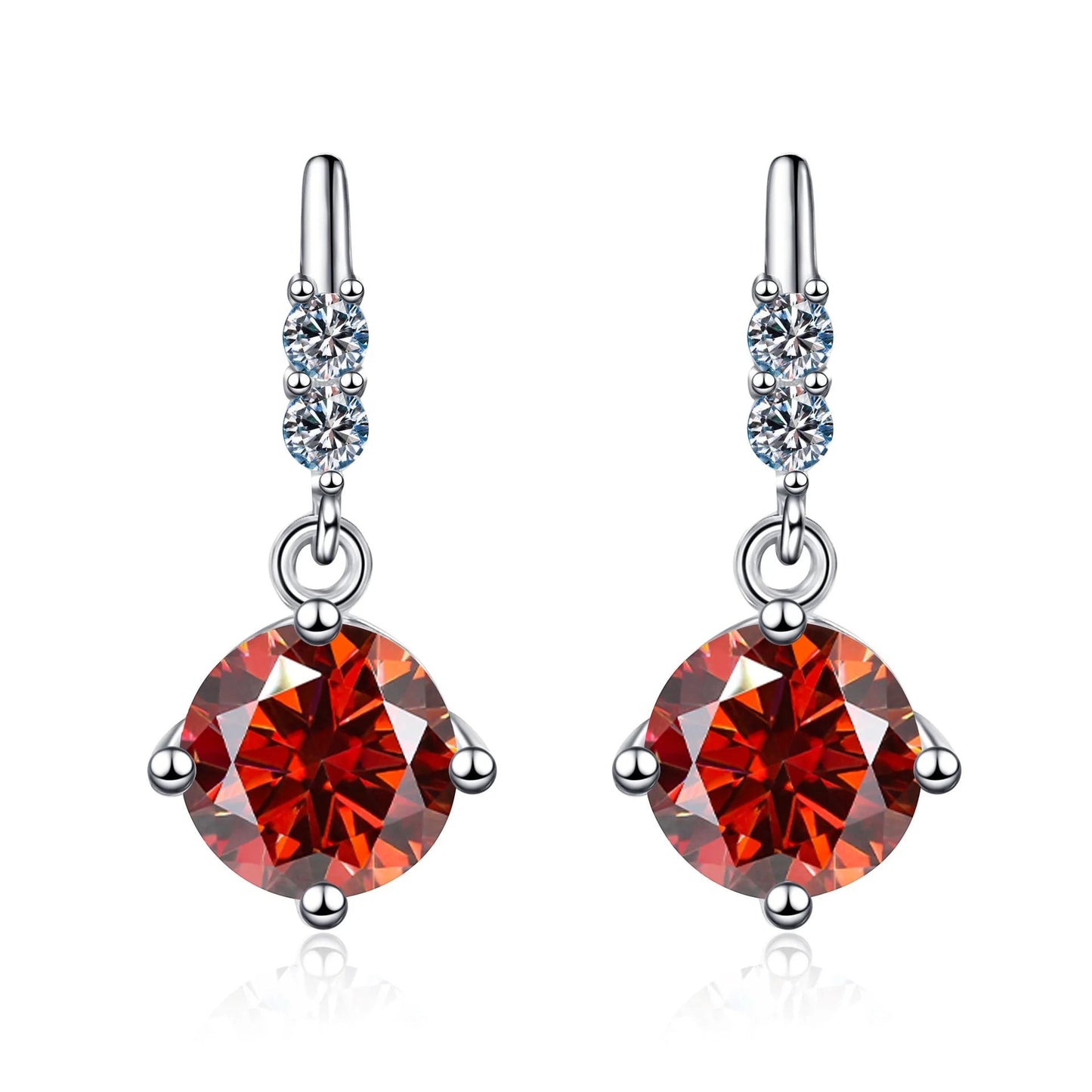 Colored Round Moissanite Stud Earrings in 925 Sterling Silver