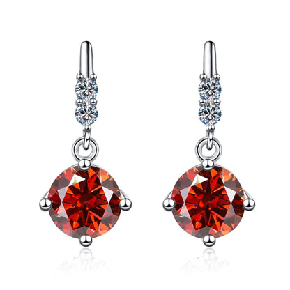 Colored Round Moissanite Stud Earrings in 925 Sterling Silver