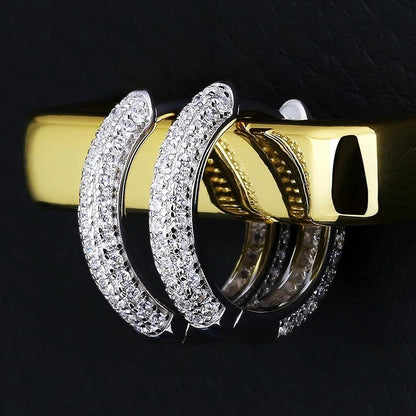 Iced-Out CZ Circle Stud Earrings in 925 Sterling Silver