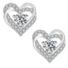 Twist Heart Moissanite Stud Earrings in 925 Sterling Silver
