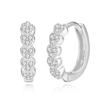 Dainty Heart Micro-Pavé Zircon Hoop Earrings in 925 Sterling Silver