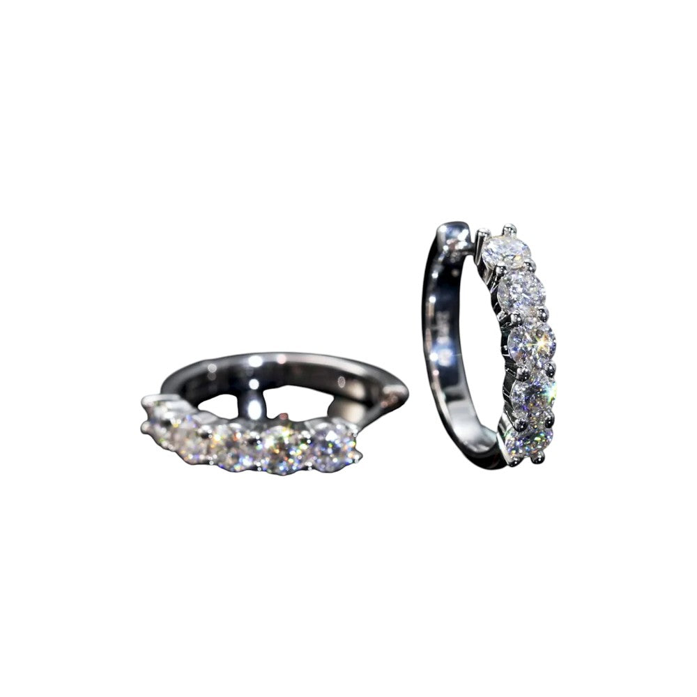 2 CT D Color VVS1 Moissanite Huggie Hoop Earrings – 925 Sterling Silver