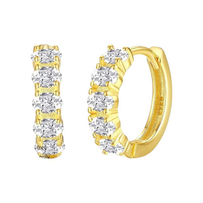 Oval-Cut Cubic Zirconia Hoop Earrings in 925 Sterling Silver