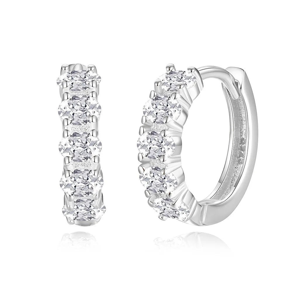 Oval-Cut Cubic Zirconia Hoop Earrings in 925 Sterling Silver