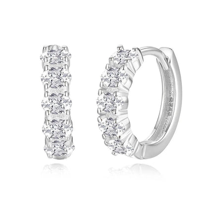 Oval-Cut Cubic Zirconia Hoop Earrings in 925 Sterling Silver