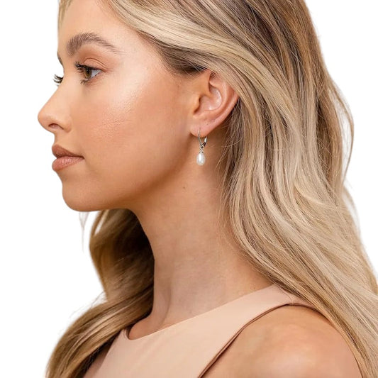French-Inspired Freshwater Pearl Hoop Earrings