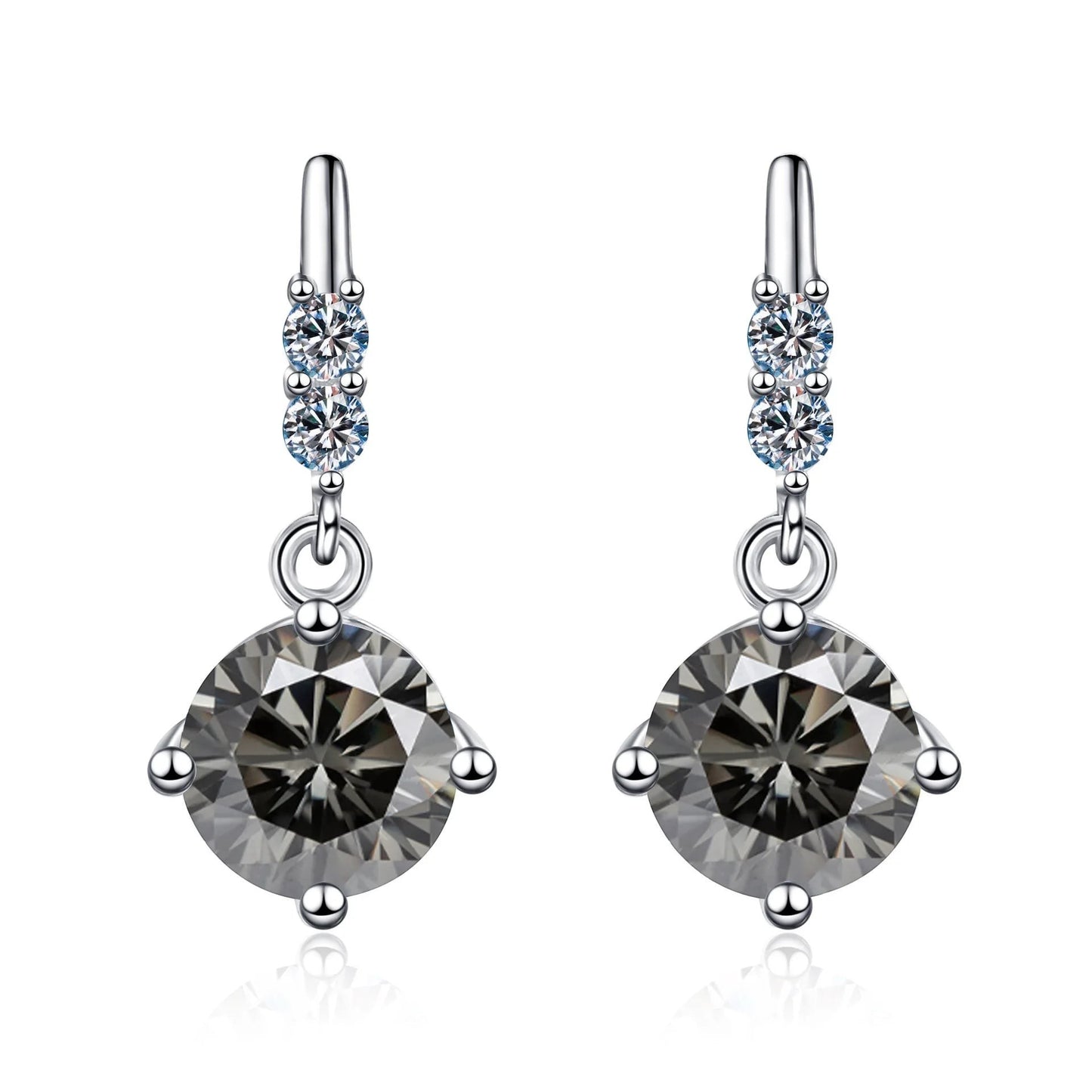 Colored Round Moissanite Stud Earrings in 925 Sterling Silver