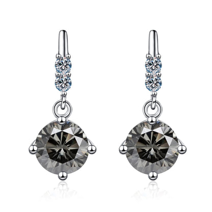 Colored Round Moissanite Stud Earrings in 925 Sterling Silver