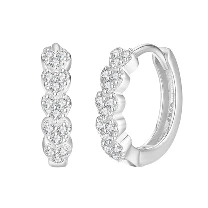 Dainty Heart Micro-Pavé Zircon Hoop Earrings in 925 Sterling Silver