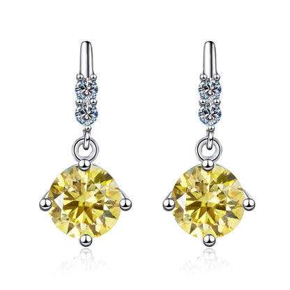 Colored Round Moissanite Stud Earrings in 925 Sterling Silver