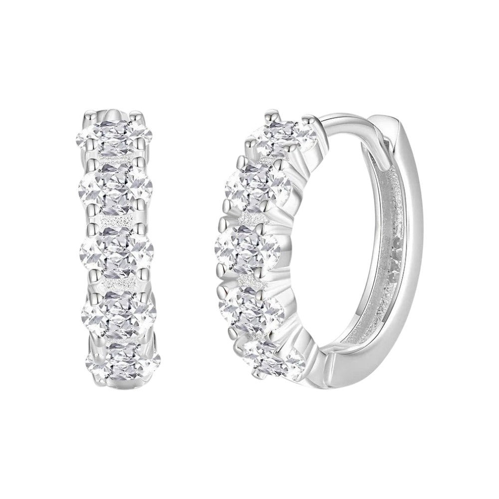 Oval-Cut Cubic Zirconia Hoop Earrings in 925 Sterling Silver