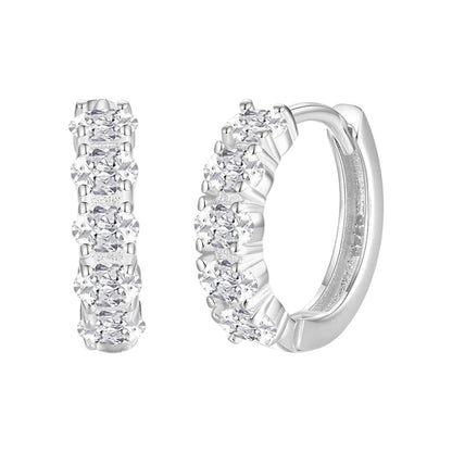 Oval-Cut Cubic Zirconia Hoop Earrings in 925 Sterling Silver