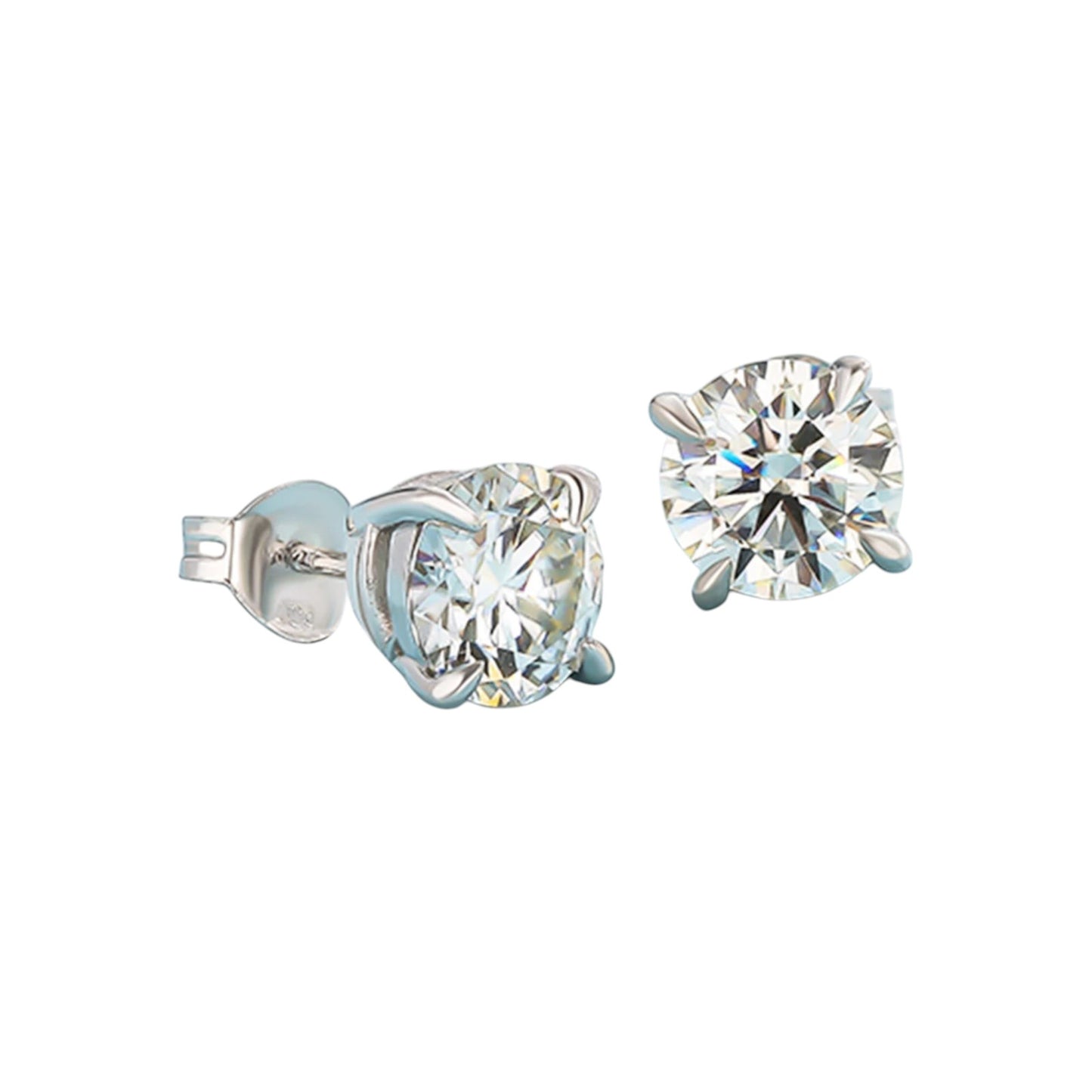 0.6 CTW Round Moissanite Stud Earrings in 925 Sterling Silver