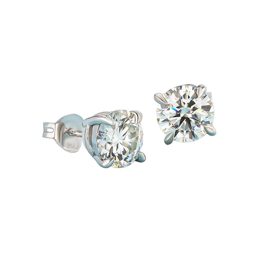 0.6 CTW Round Moissanite Stud Earrings in 925 Sterling Silver