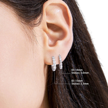 2 CT D Color VVS1 Moissanite Huggie Hoop Earrings – 925 Sterling Silver