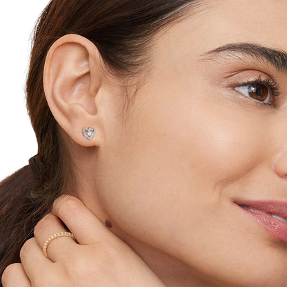 Twist Heart Moissanite Stud Earrings in 925 Sterling Silver
