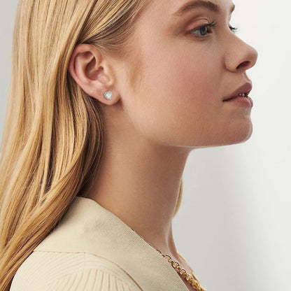 Twist Heart Moissanite Stud Earrings in 925 Sterling Silver