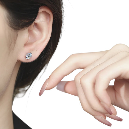 Oval-Cut Moissanite & Zircon Stud Earrings in 925 Sterling Silver
