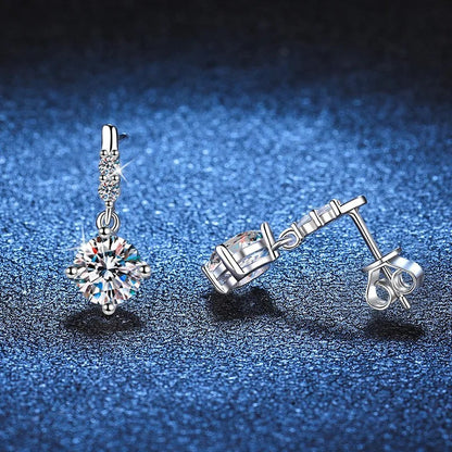 Colored Round Moissanite Stud Earrings in 925 Sterling Silver