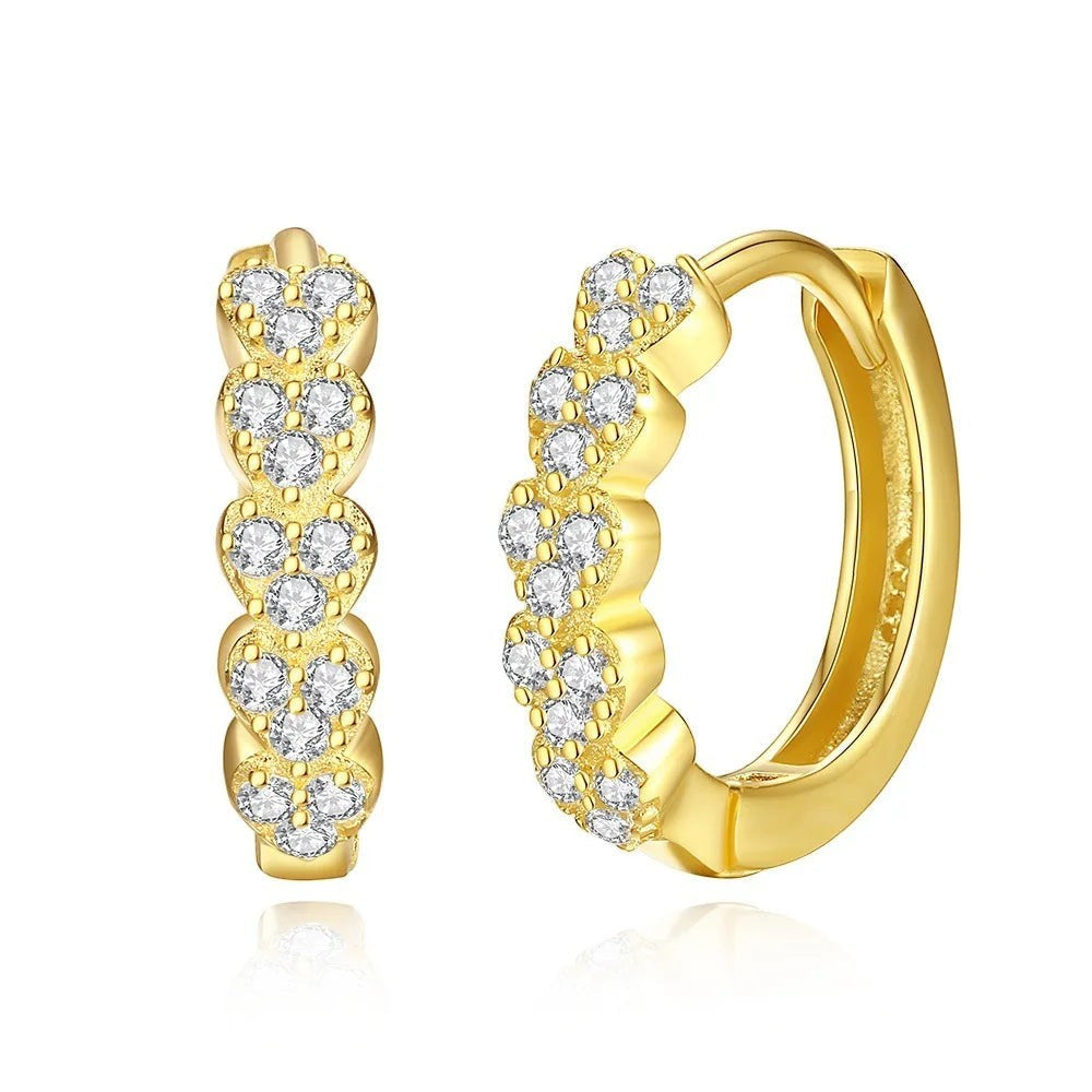 Dainty Heart Micro-Pavé Zircon Hoop Earrings in 925 Sterling Silver