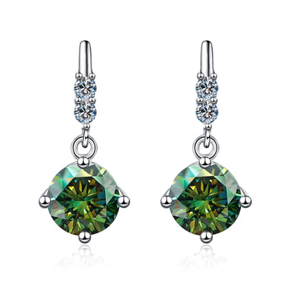 Colored Round Moissanite Stud Earrings in 925 Sterling Silver