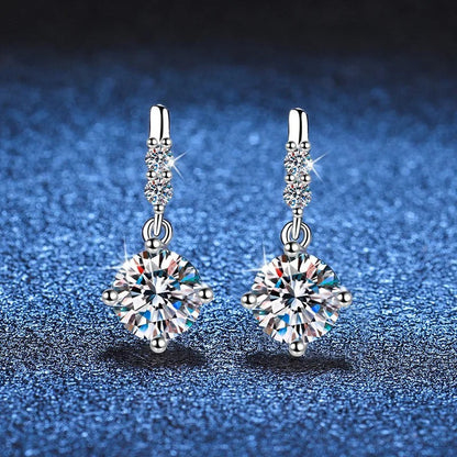 Colored Round Moissanite Stud Earrings in 925 Sterling Silver
